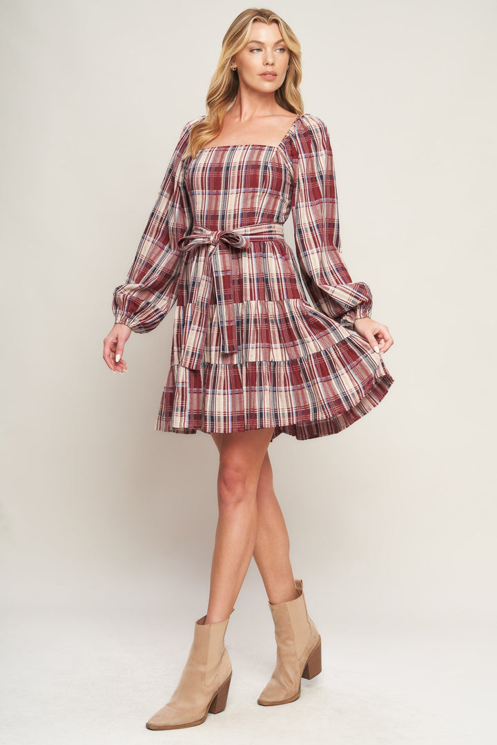 HONEY HUG PLAID MINI DRESS