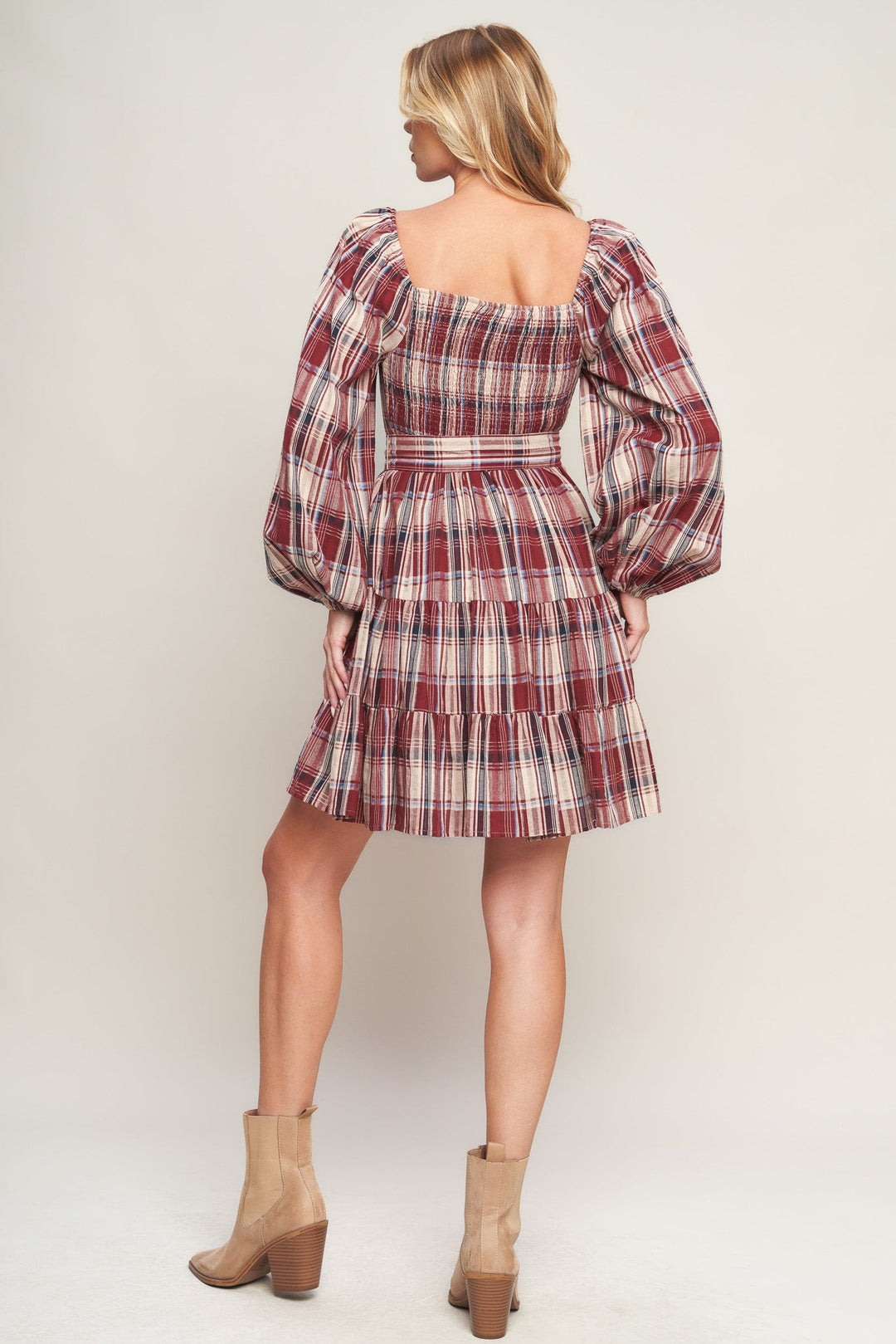 HONEY HUG PLAID MINI DRESS