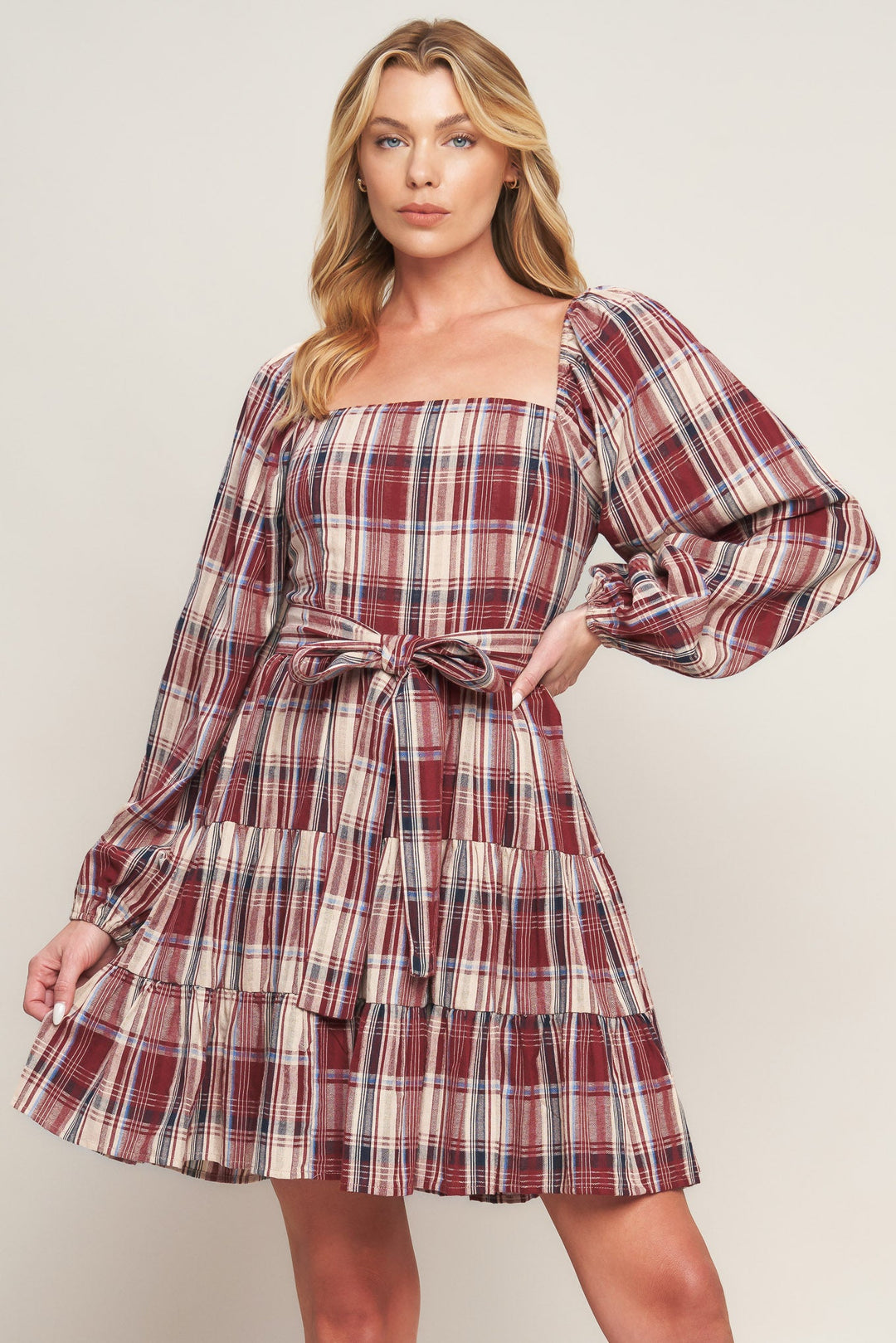 HONEY HUG PLAID MINI DRESS