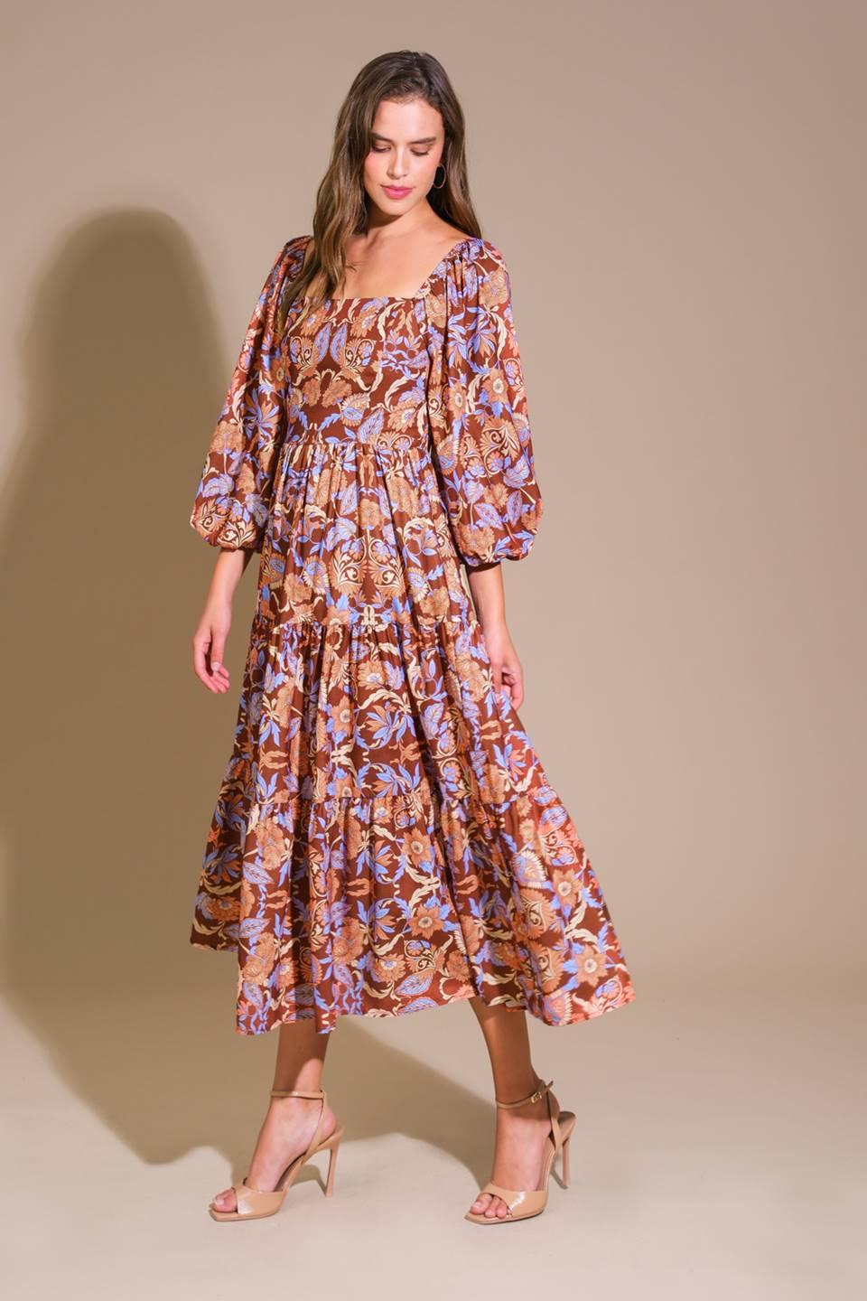 KEEPPING TABS WOVEN MIDI DRESS