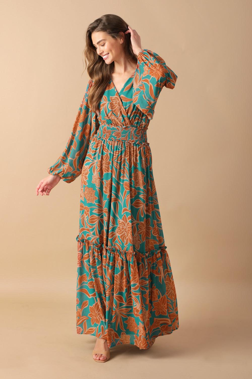 FLEETING FAUNA WOVEN MAXI DRESS