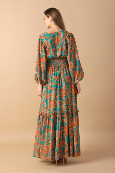 FLEETING FAUNA WOVEN MAXI DRESS