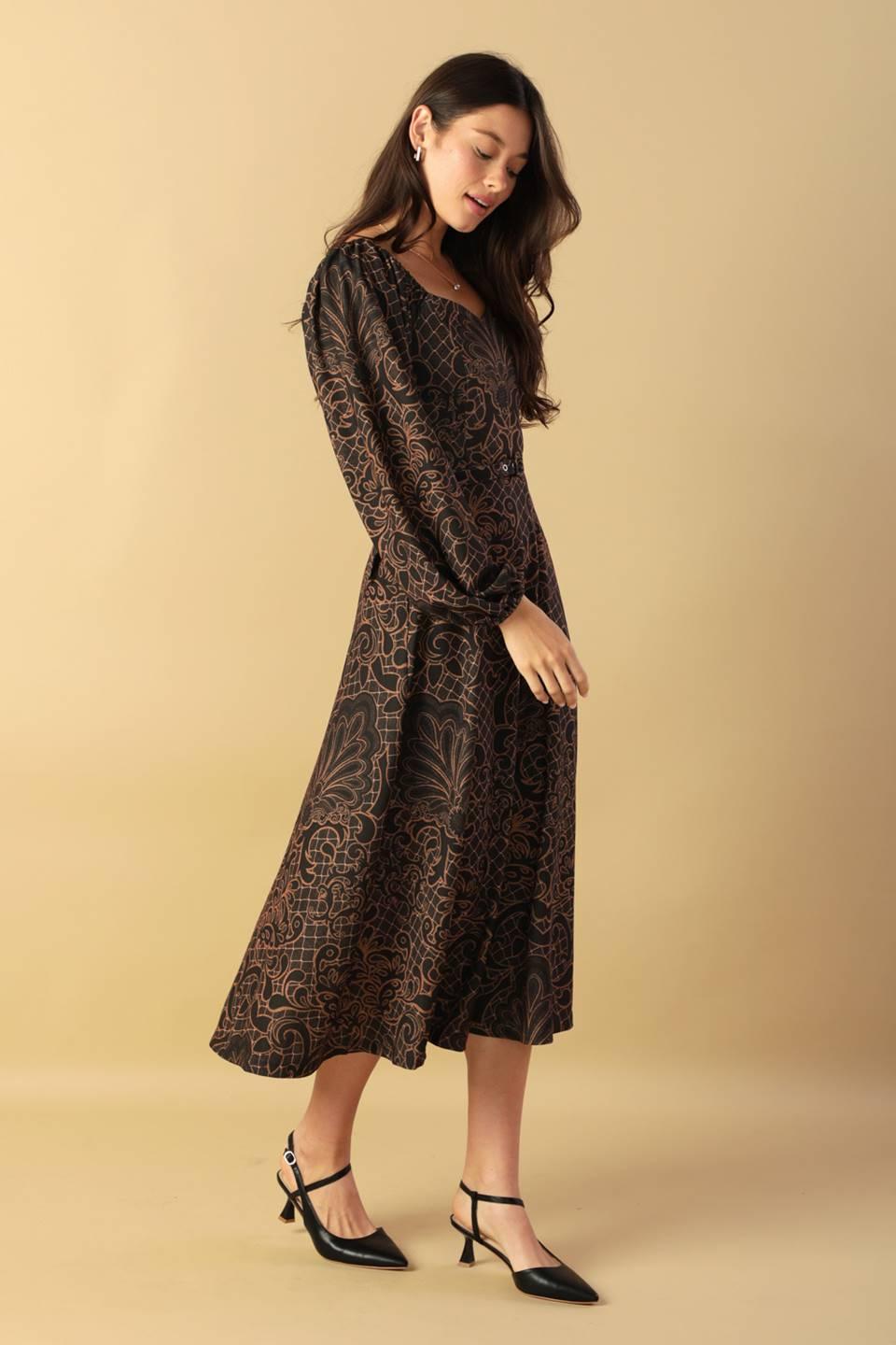 RUSTIC ALLURE WOVEN MIDI DRESS