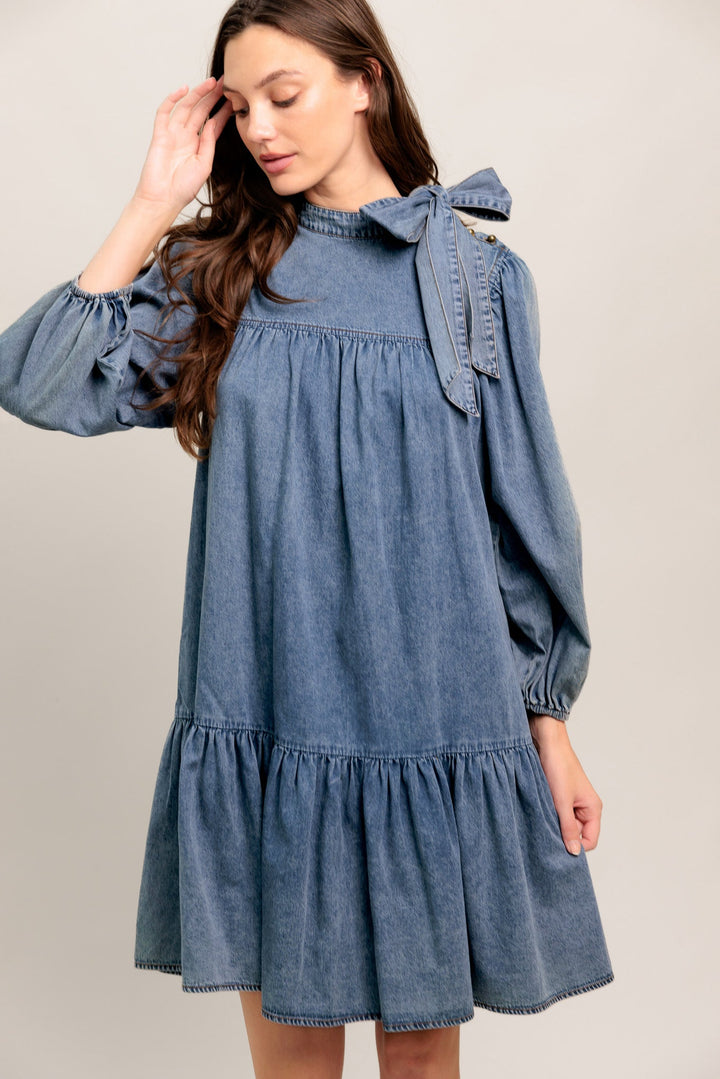 COMMON GROUND LIGHT WEIGHT DENIM MINI DRESS