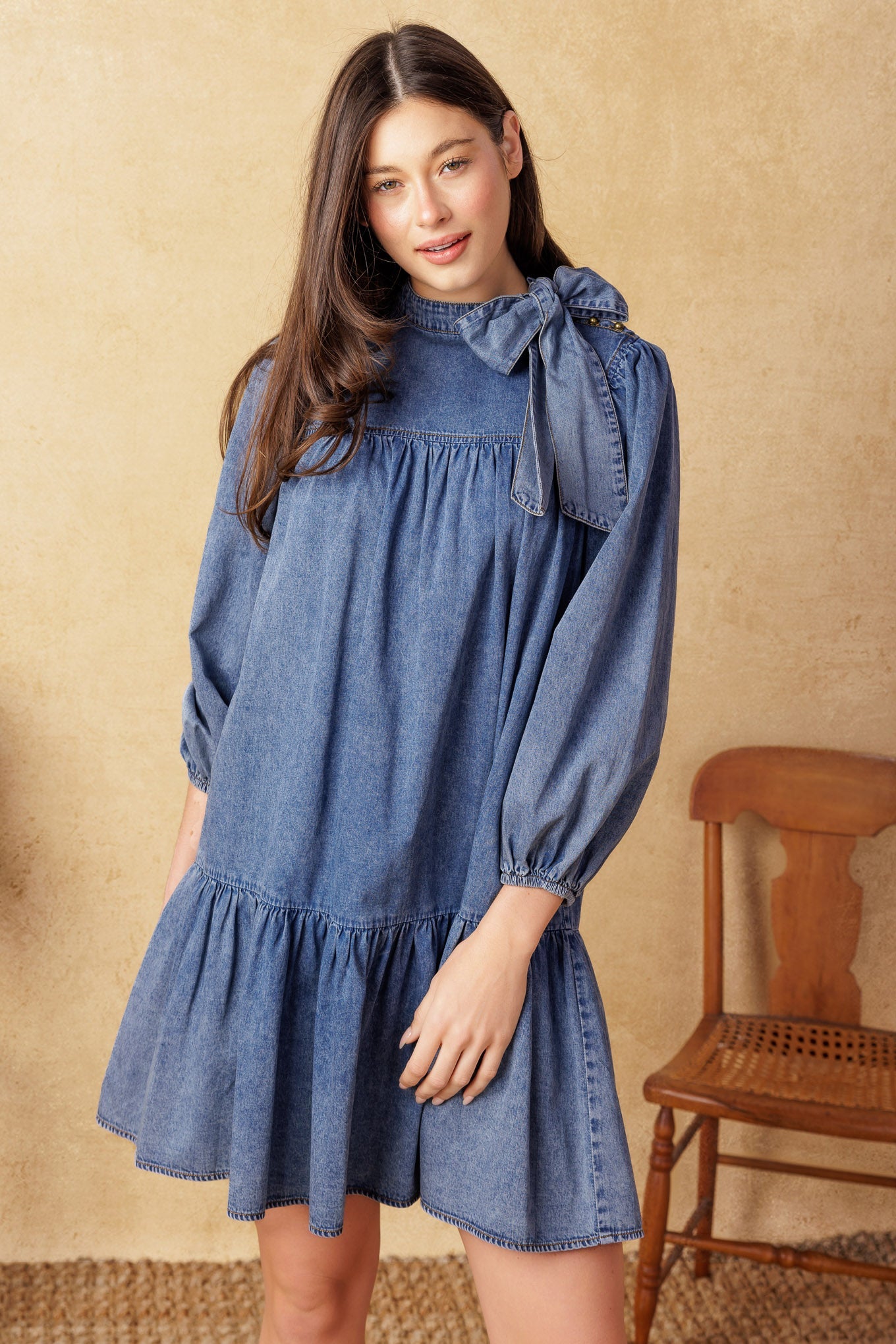 COMMON GROUND LIGHT WEIGHT DENIM MINI DRESS