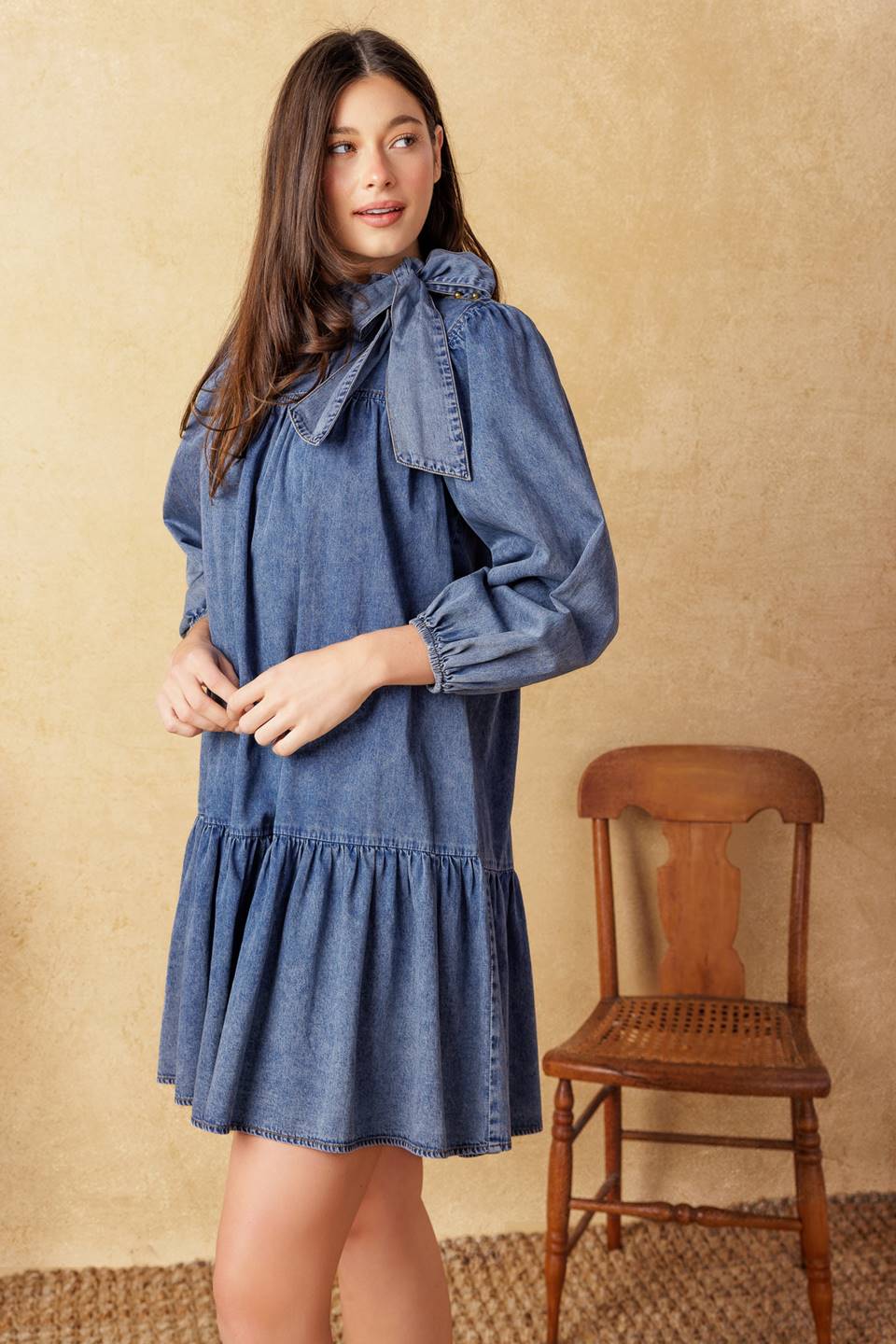 COMMON GROUND LIGHT WEIGHT DENIM MINI DRESS