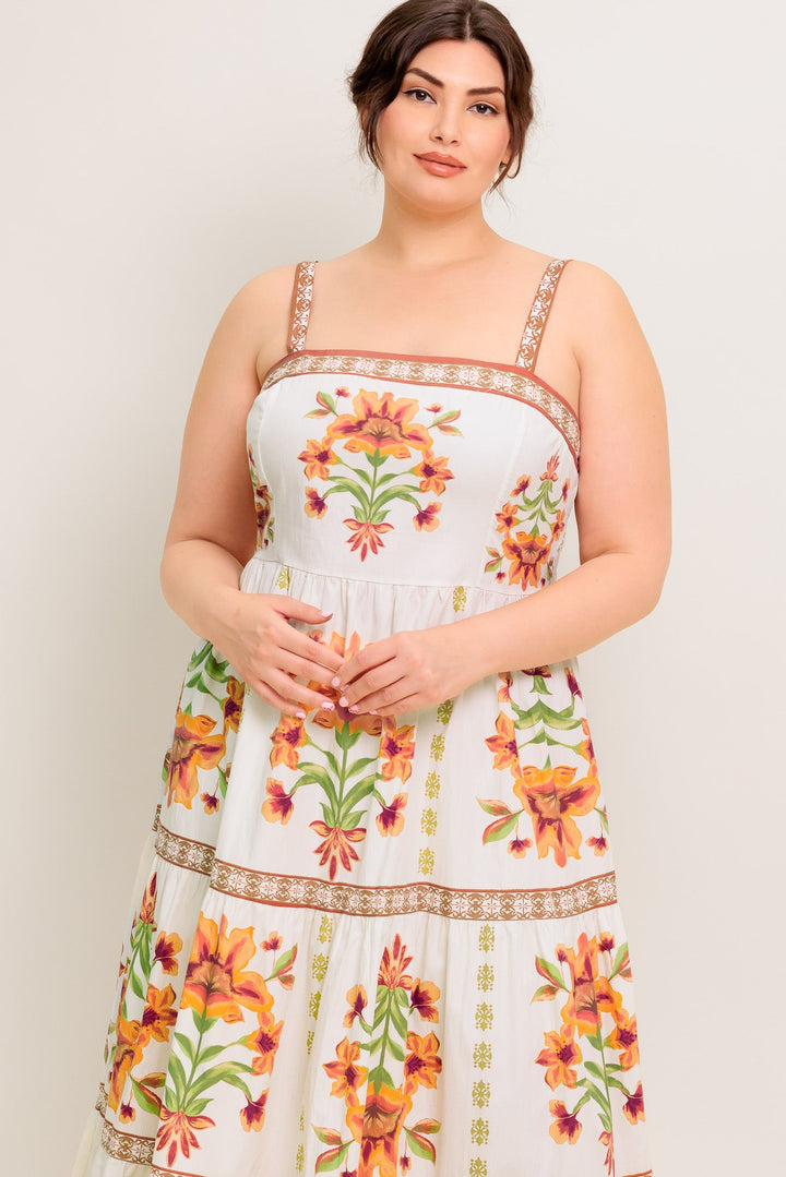 LOVELIEST MUSE IVORY WOVEN MIDI DRESS