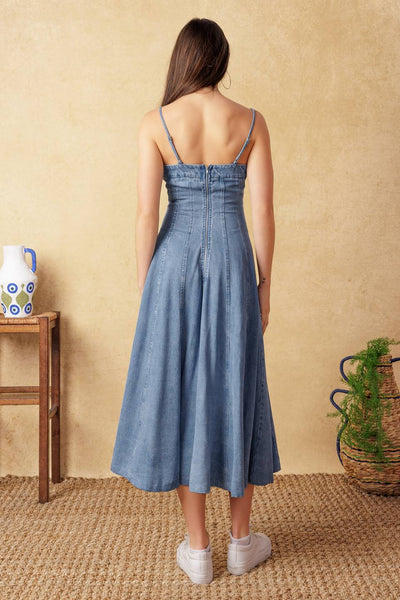 PUSH THE LIMIT DENIM MIDI DRESS