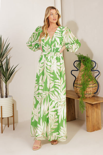 LEAVES OF TOMORROW WOVEN MAXI DRESS