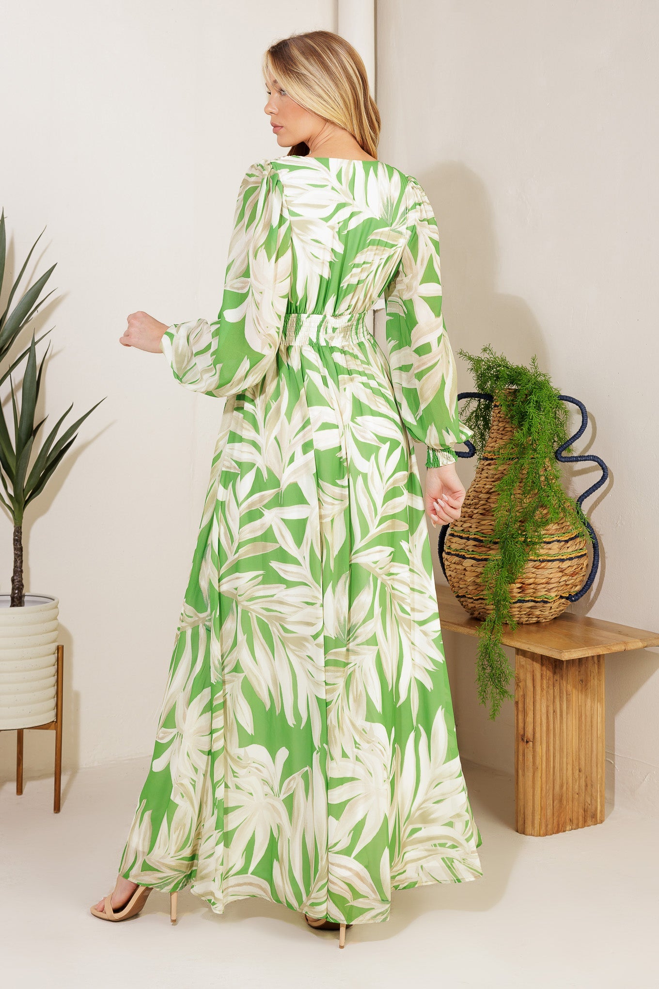 LEAVES OF TOMORROW WOVEN MAXI DRESS