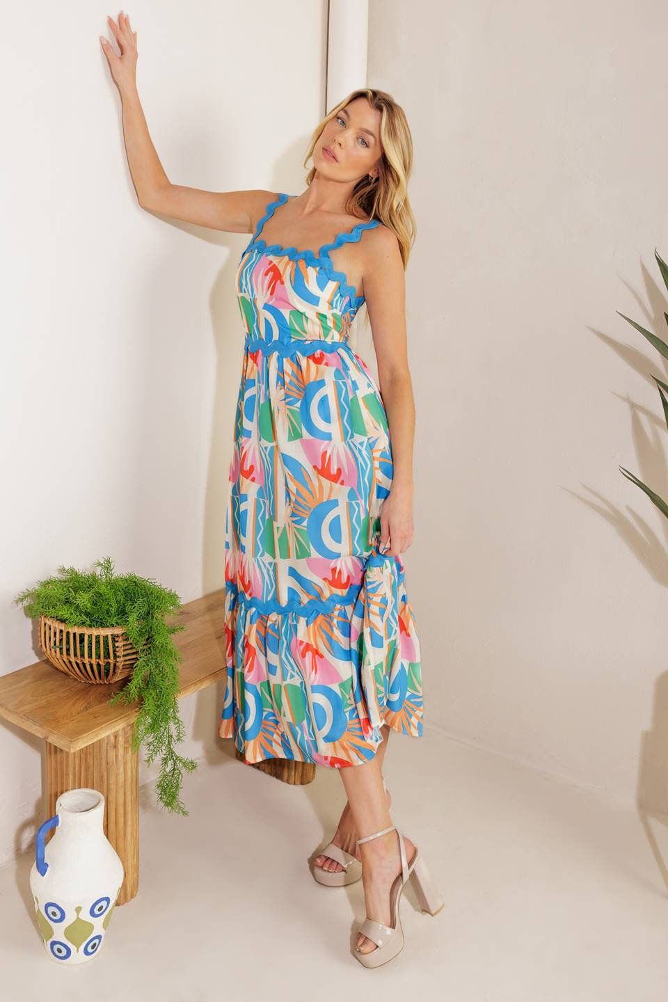 A HEAD START WOVEN MIDI DRESS