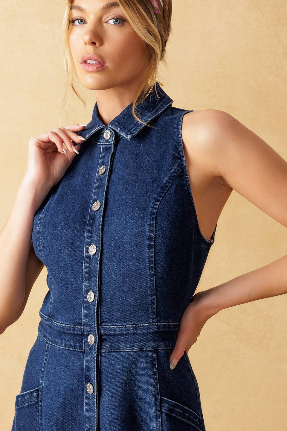 TIME FOR SOMETHING DENIM MIDI DRESS