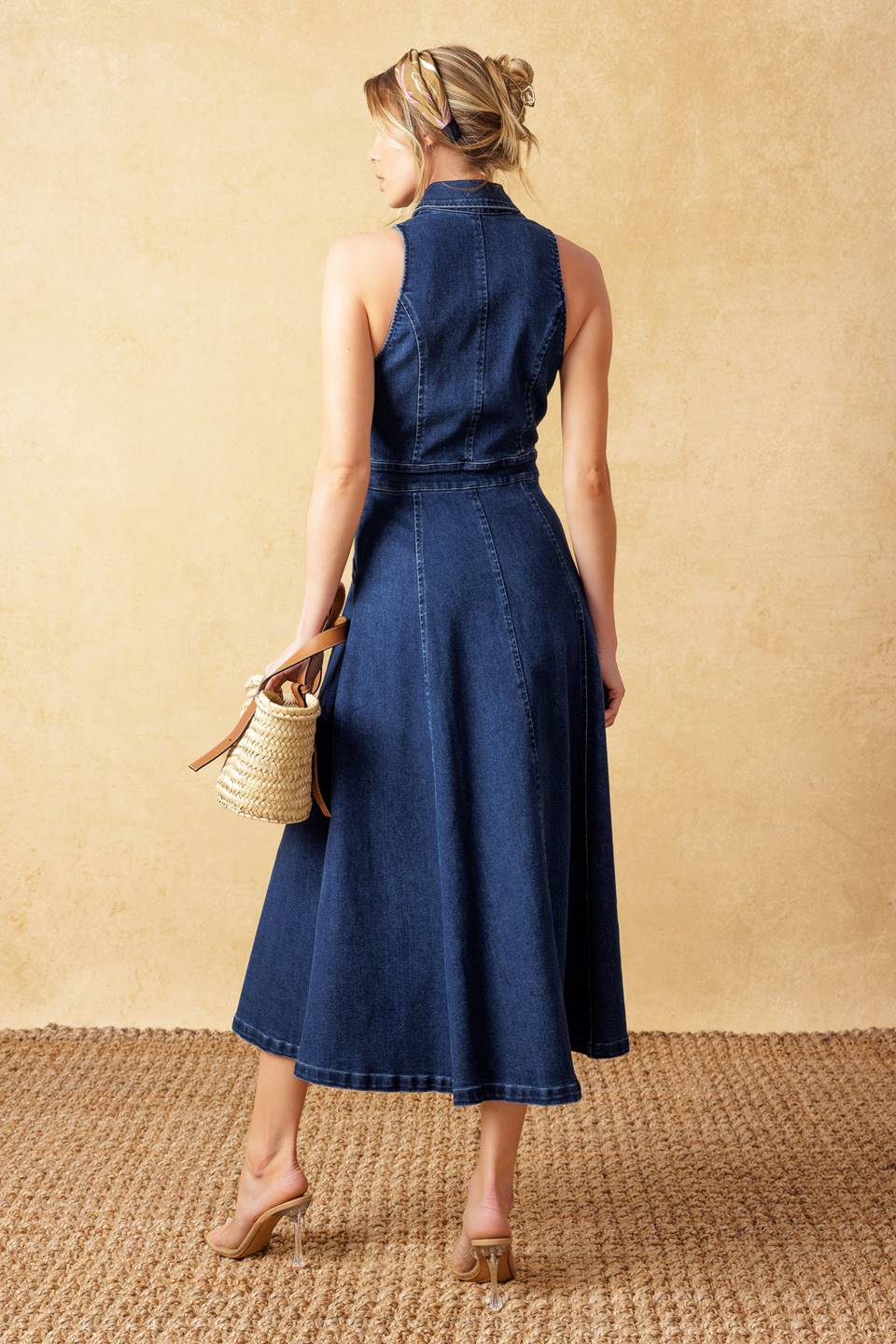 TIME FOR SOMETHING DENIM MIDI DRESS