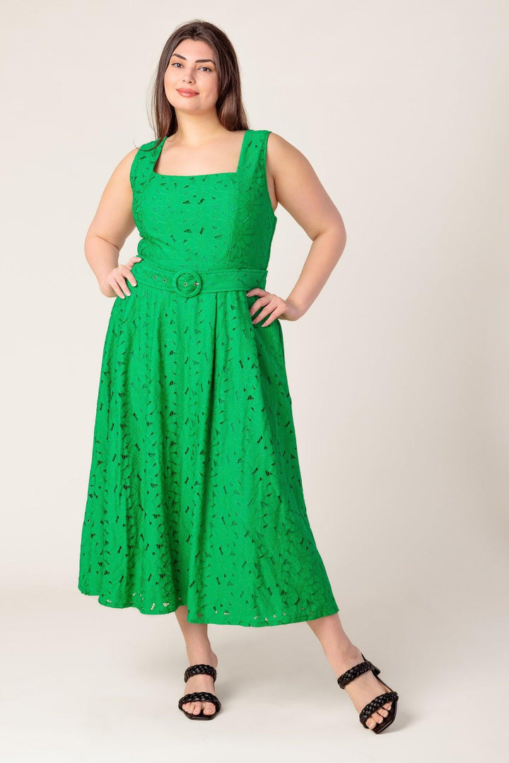 DAFFODILS &amp; DAYDREAMS WOVEN LACE MIDI DRESS