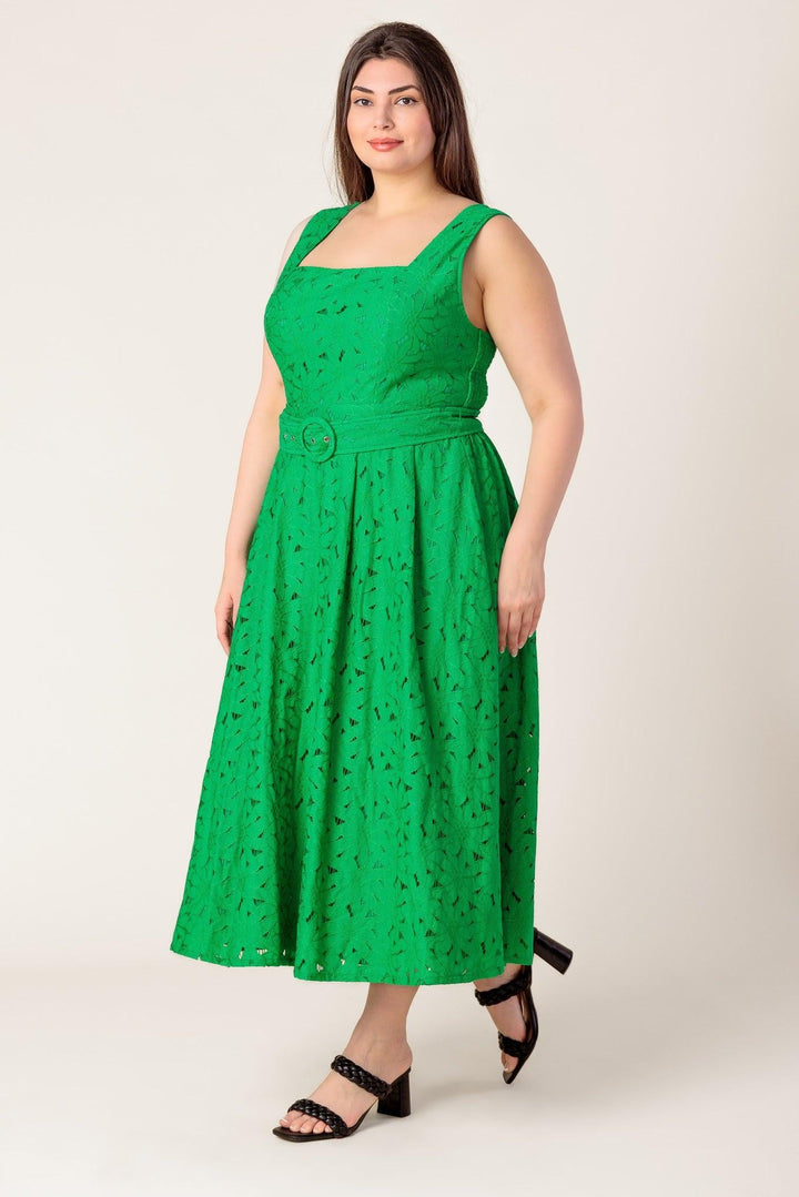 DAFFODILS &amp; DAYDREAMS WOVEN LACE MIDI DRESS