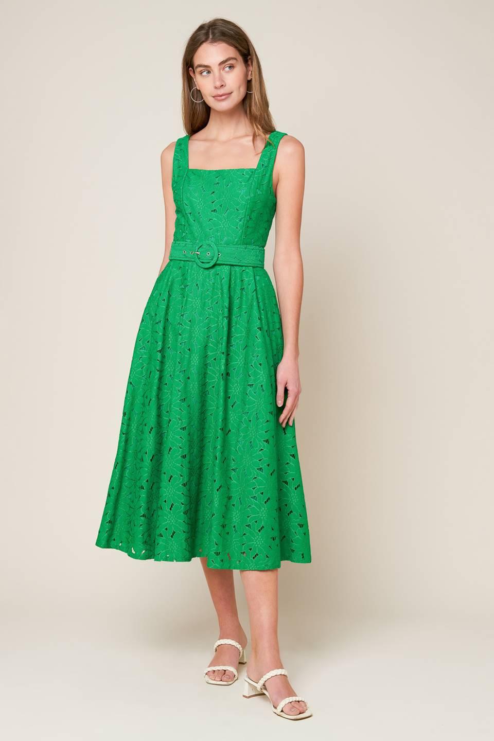DAFFODILS &amp; DAYDREAMS WOVEN LACE MIDI DRESS