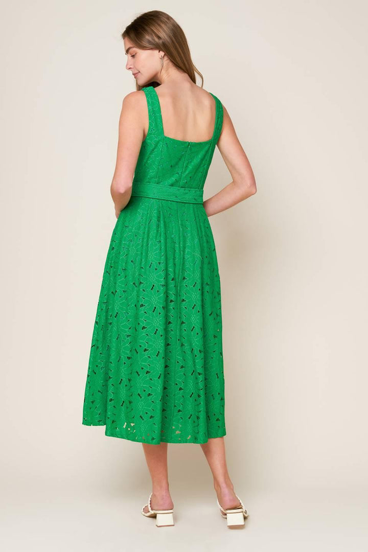 DAFFODILS &amp; DAYDREAMS WOVEN LACE MIDI DRESS