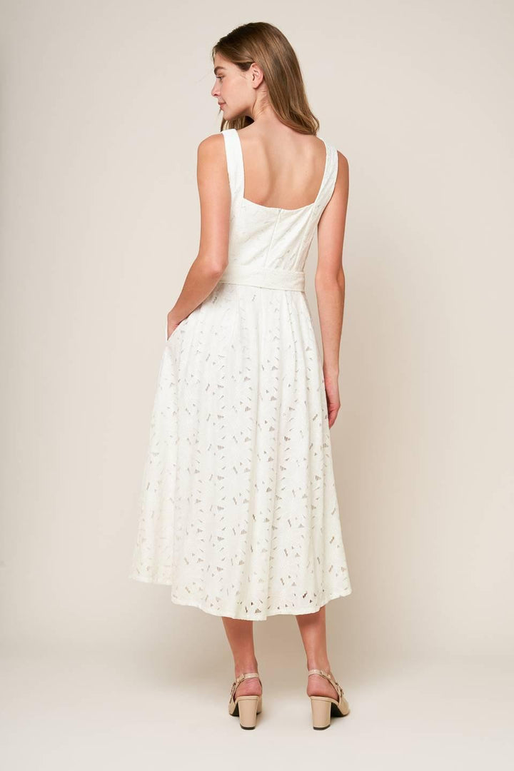 DAFFODILS &amp; DAYDREAMS WOVEN LACE MIDI DRESS
