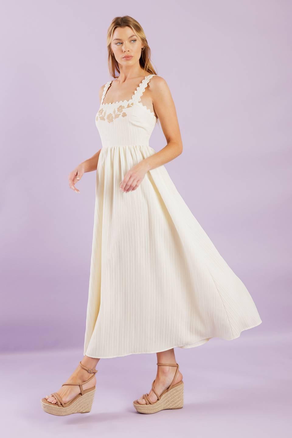 TOTAL CRUSH CREAM WOVEN MIDI DRESS