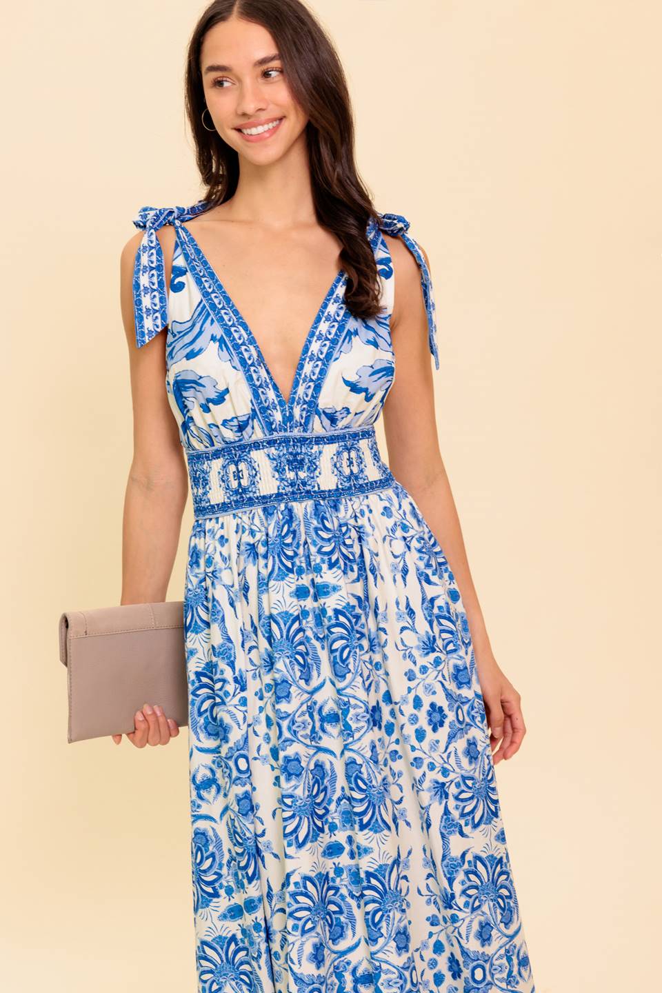 BY THE BAY BLUE WOVEN MAXI DRESS