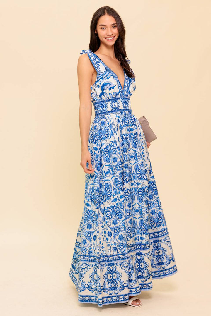 BY THE BAY BLUE WOVEN MAXI DRESS