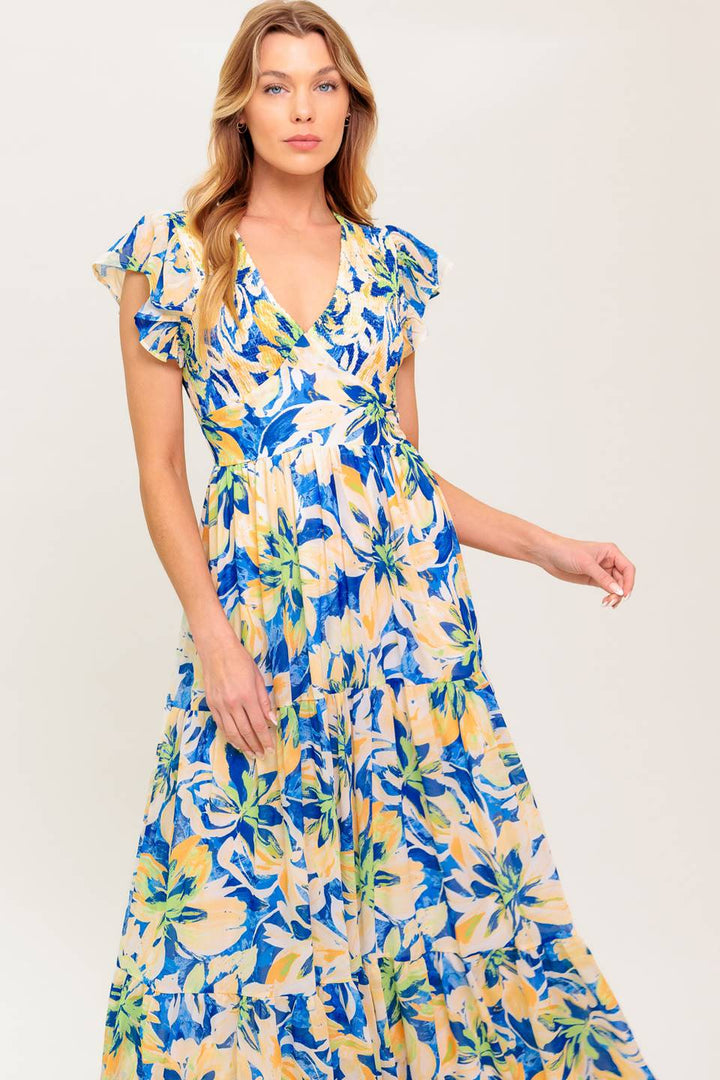 ECHOES OF YOU FLORAL WOVEN MAXI DRESS