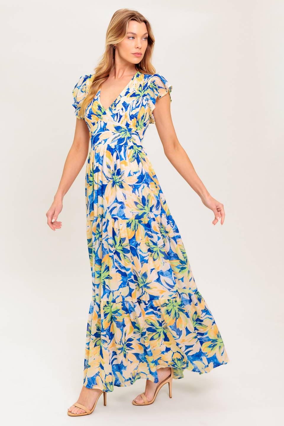 ECHOES OF YOU FLORAL WOVEN MAXI DRESS