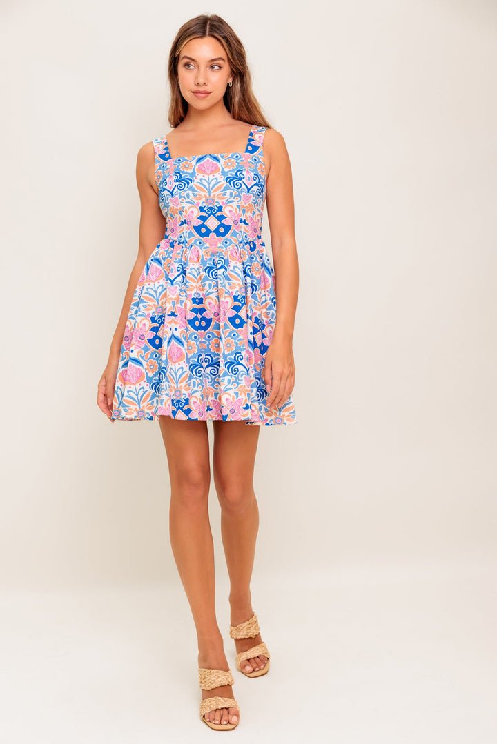 SUMMER BLOOM WOVEN MINI DRESS