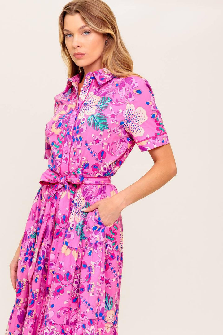 CELESTIAL SKIES WOVEN MIDI DRESS