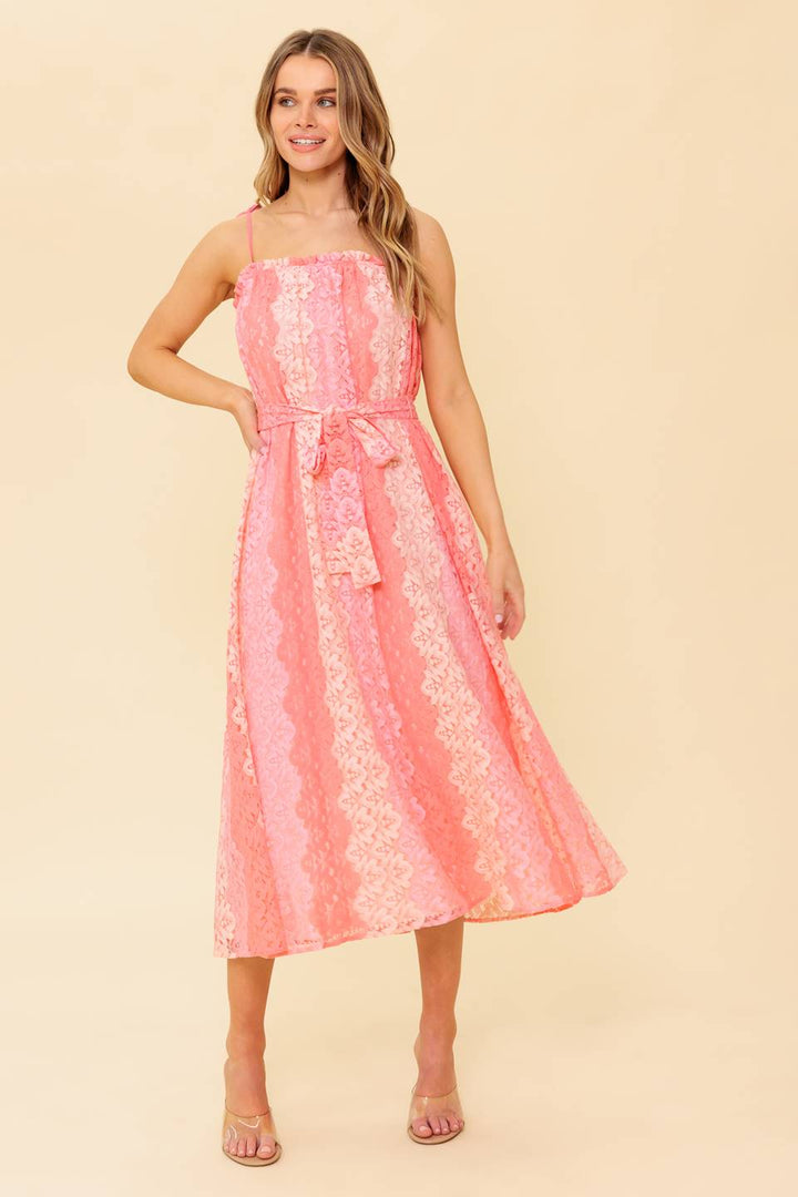 TAILOR MADE FOR YOU WOVEN LACE MIDI DRESS