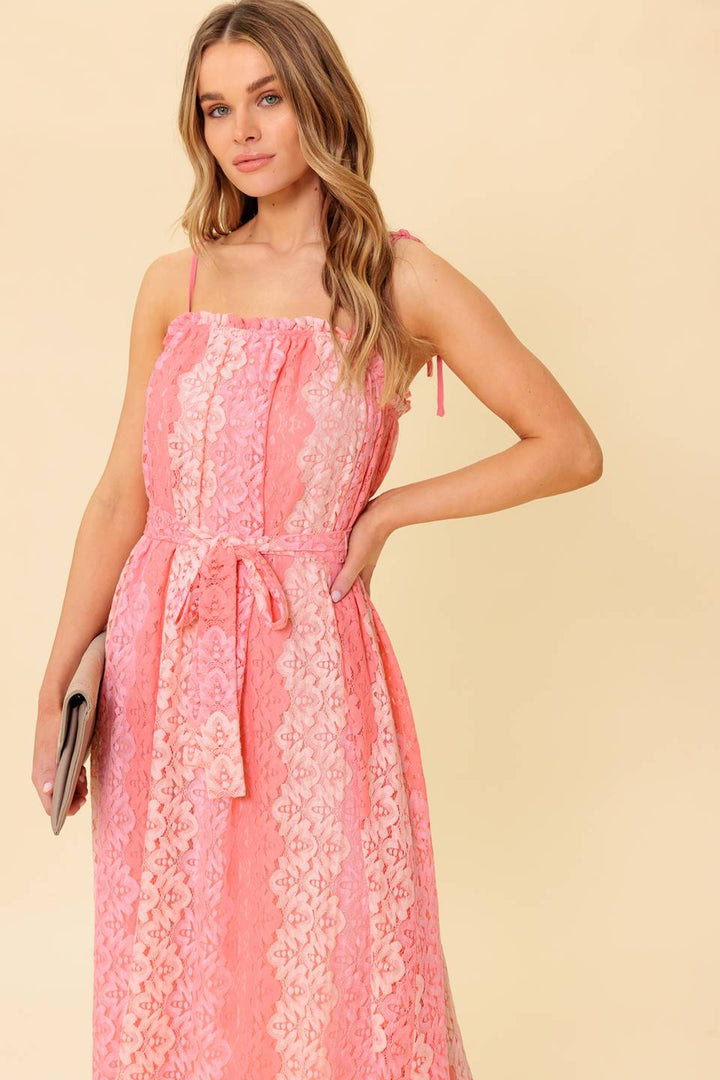 TAILOR MADE FOR YOU WOVEN LACE MIDI DRESS