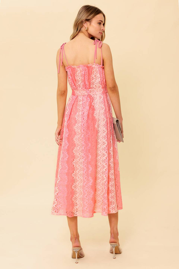 TAILOR MADE FOR YOU WOVEN LACE MIDI DRESS
