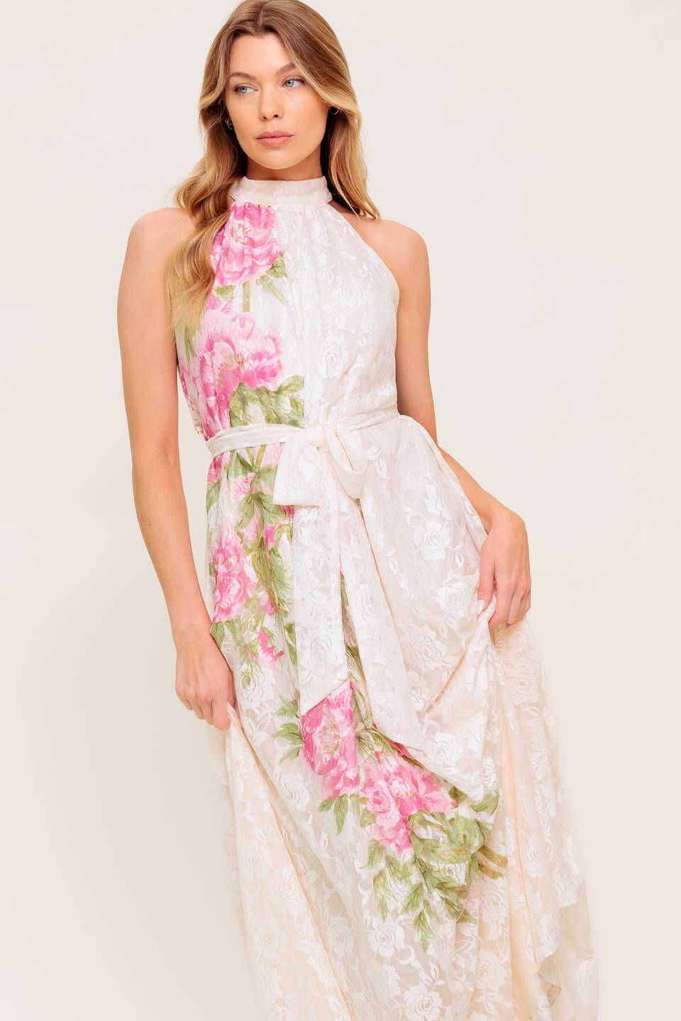 BOTANICAL DREAM WOVEN LACE MAXI DRESS