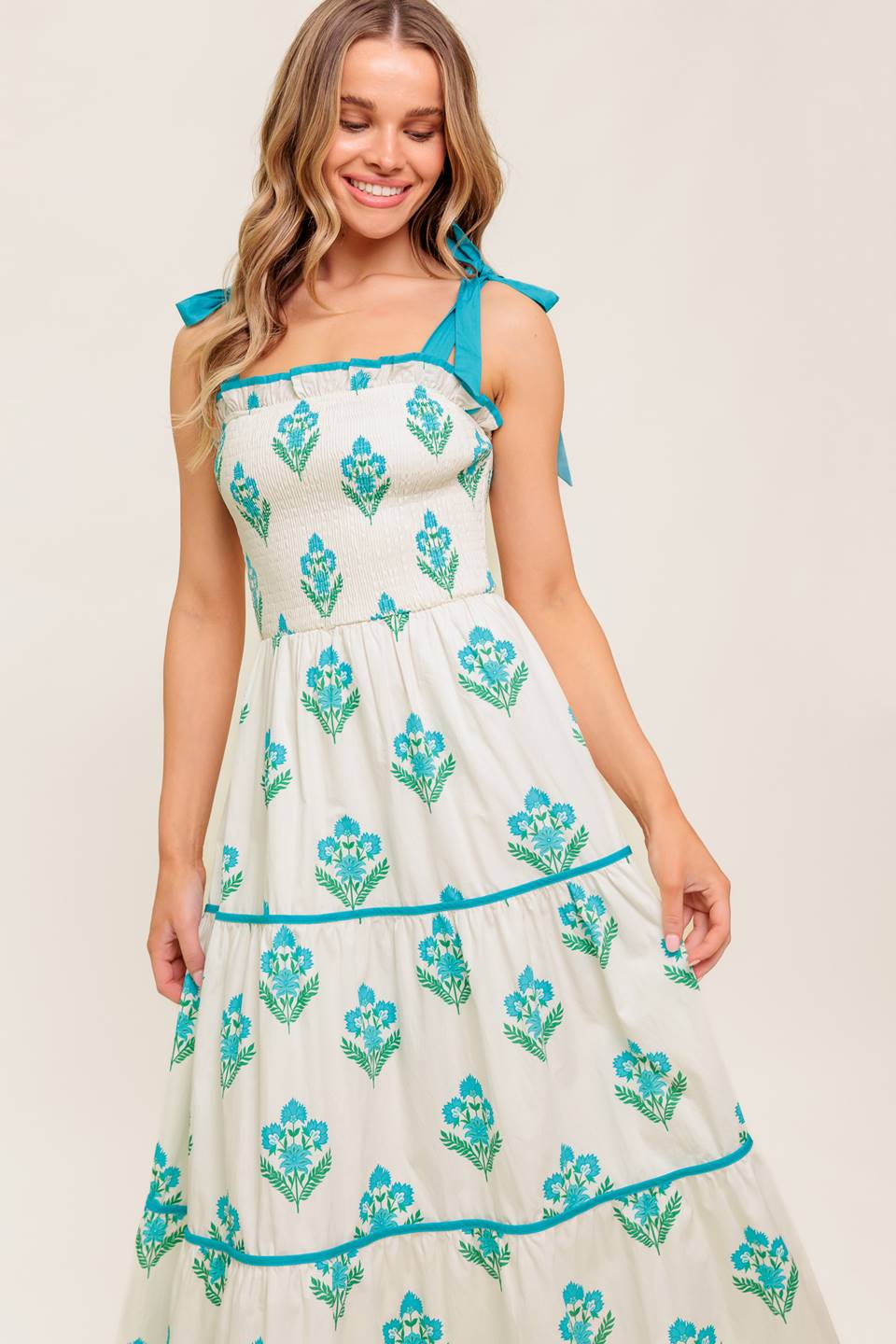 MIDNIGHT BOTANICA WOVEN MIDI DRESS