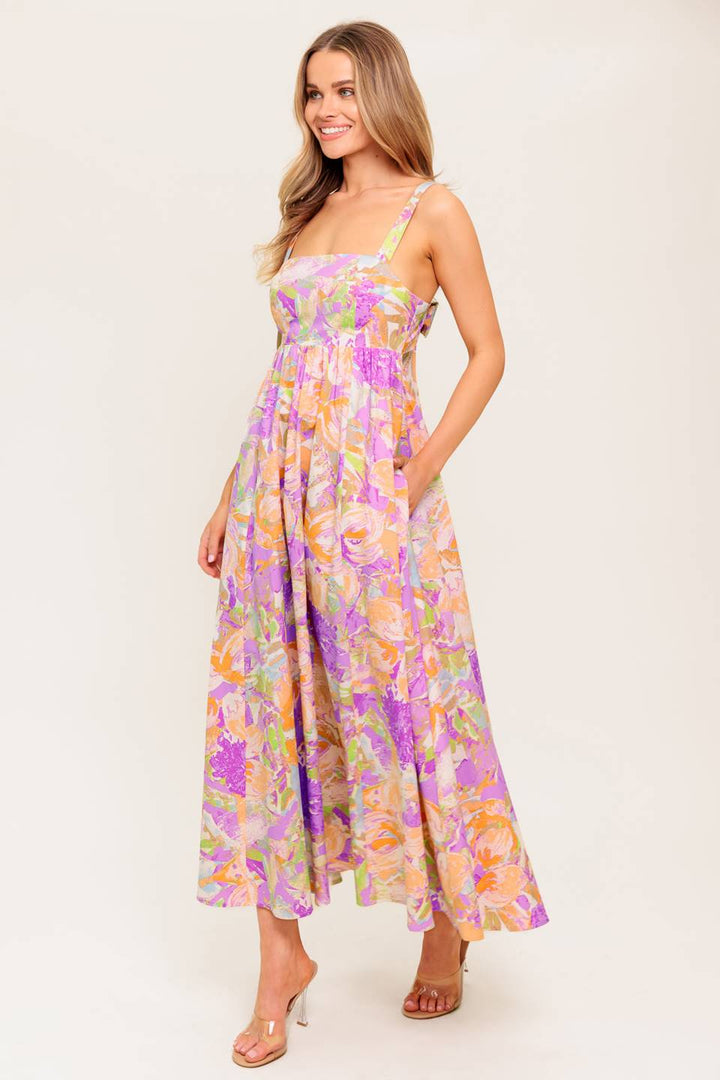 BREEZE SONG PINK WOVEN MIDI DRESS