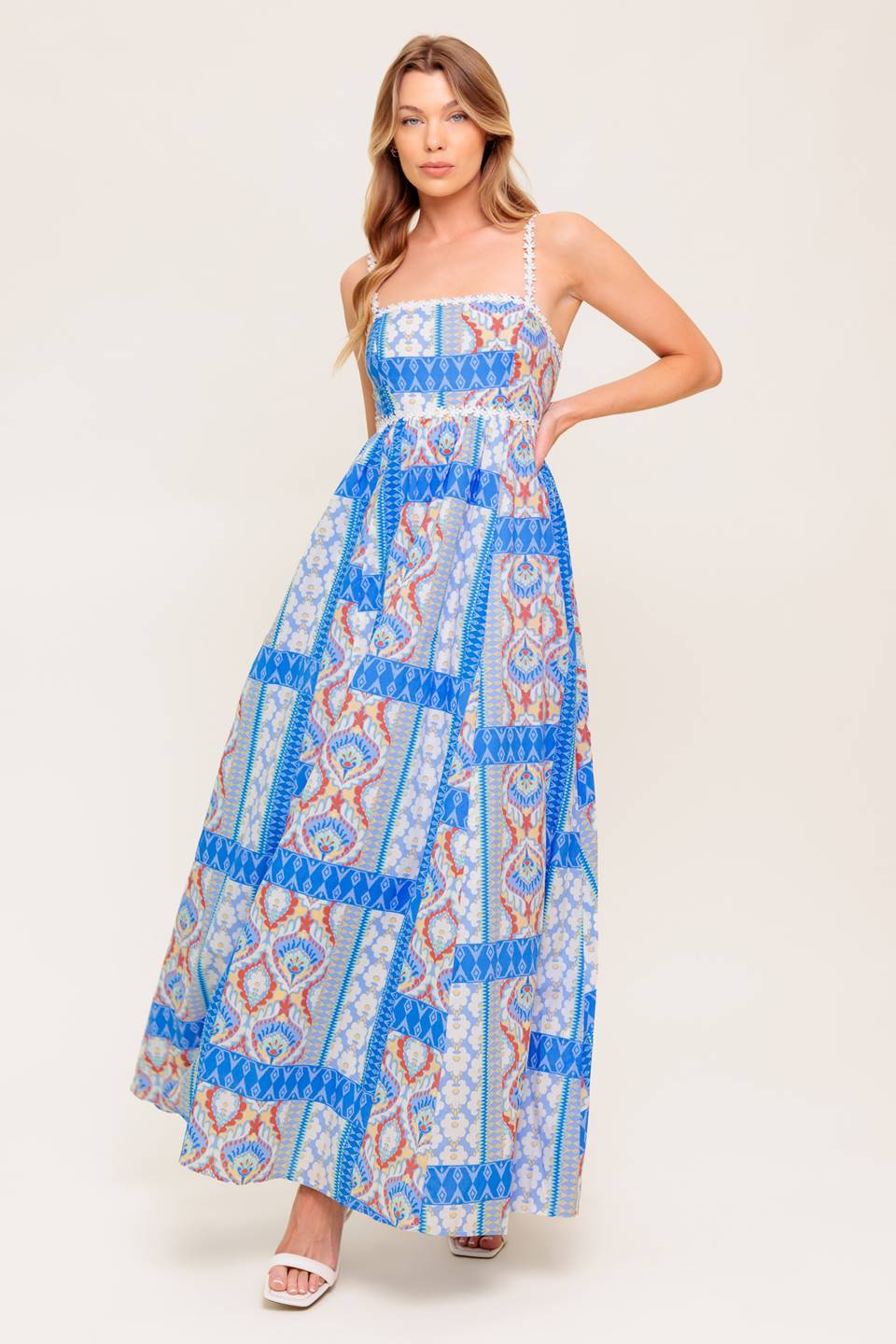 LASTING MAGIC BLUE WOVEN MAXI DRESS