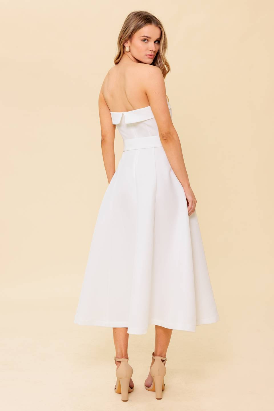 THE PICTURE OF PERFECTION WHITE WOVEN MIDI DRESS
