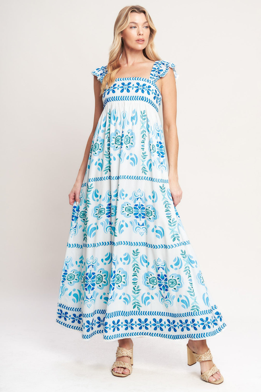 WALKING ON THE COAST WOVEN MAXI DRESS