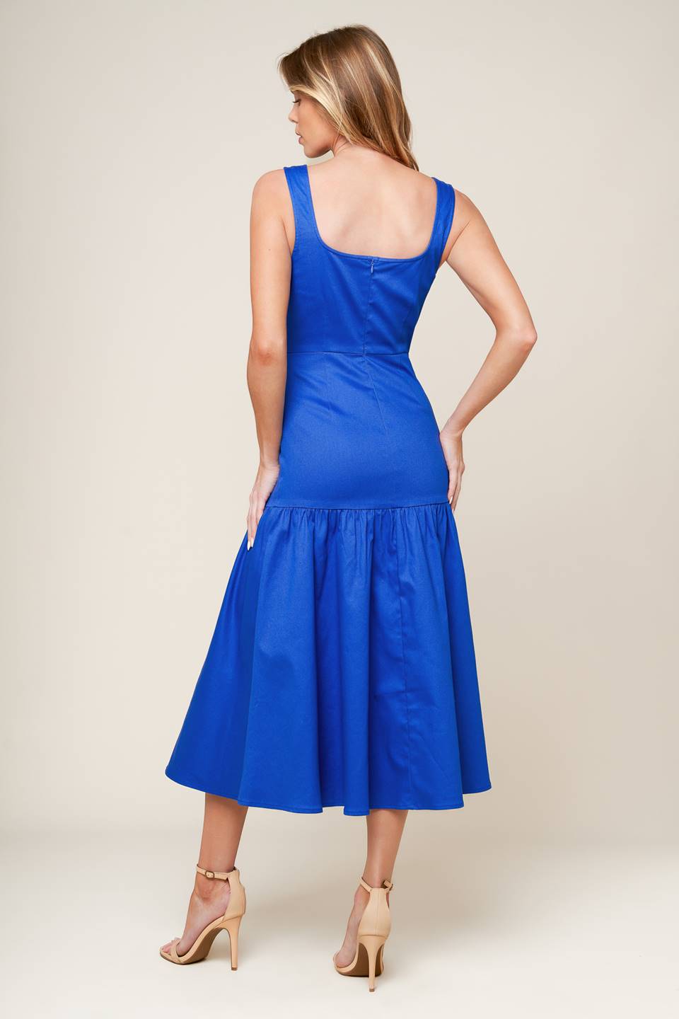 PLEASANT DREAMS BLUE WOVEN MIDI DRESS