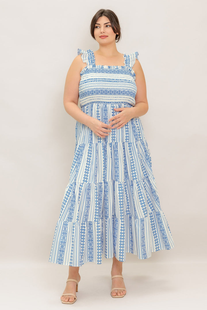 MIDSUMMER PETALS WOVEN MIDI DRESS