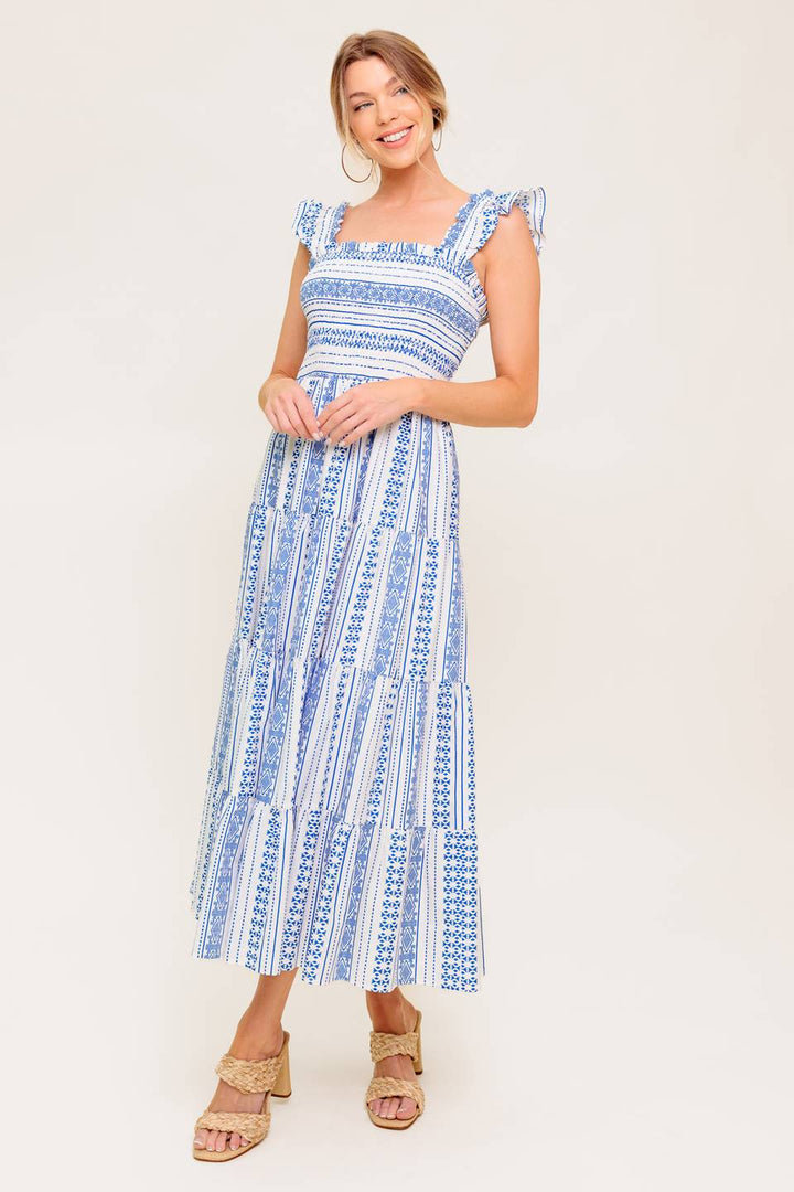 MIDSUMMER PETALS WOVEN MIDI DRESS