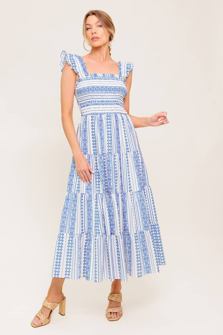 MIDSUMMER PETALS WOVEN MIDI DRESS