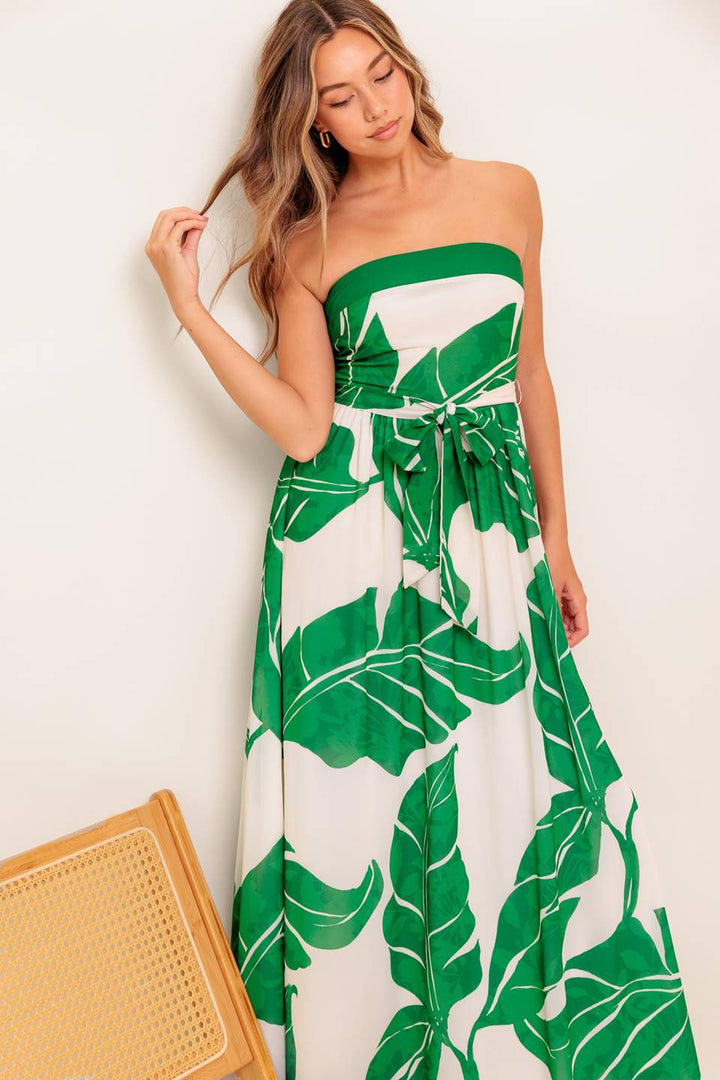 PURE MOMENT GREEN WOVEN ANKLE DRESS