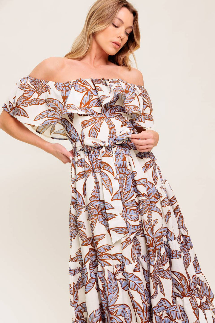 LILY GARDEN LAVENDER WOVEN MIDI DRESS