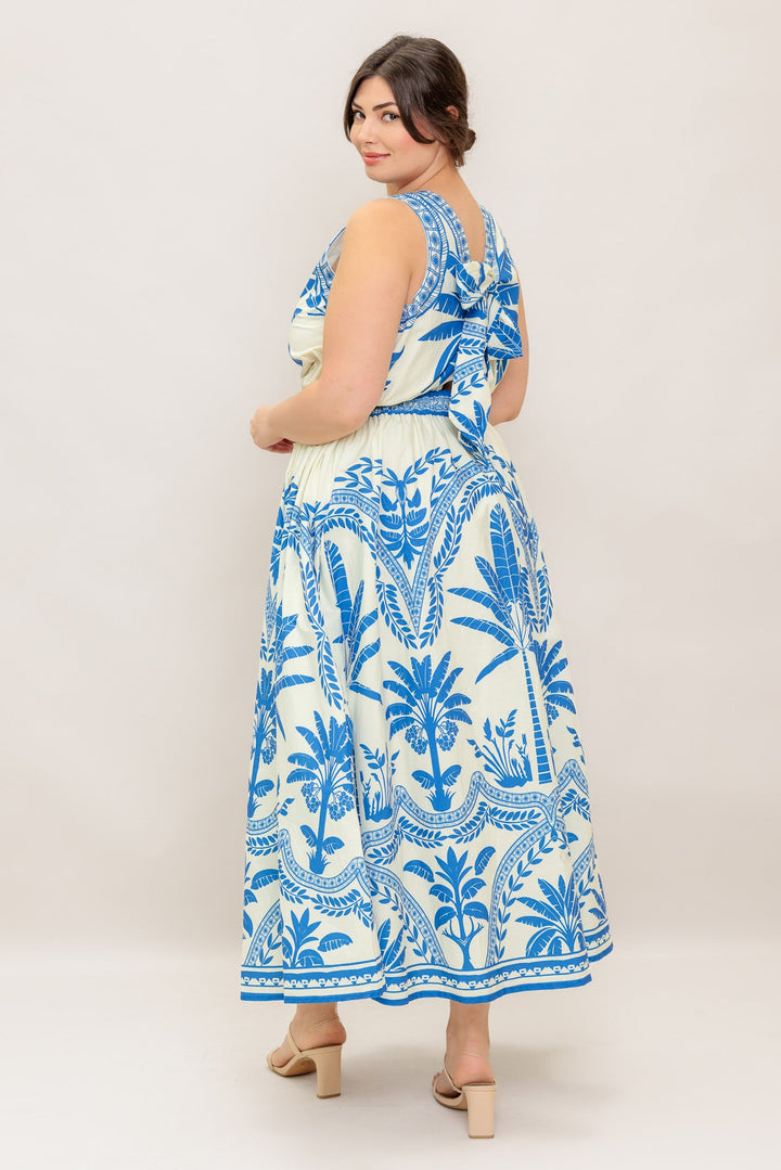 OCEAN PETALS WOVEN MIDI DRESS