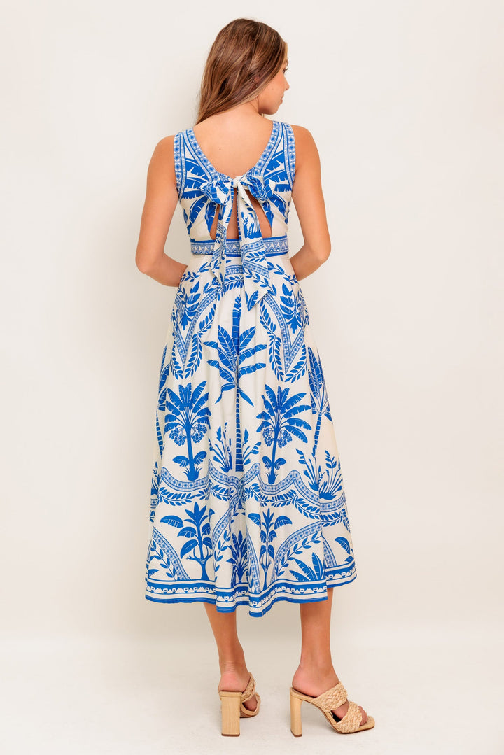 OCEAN PETALS WOVEN MIDI DRESS