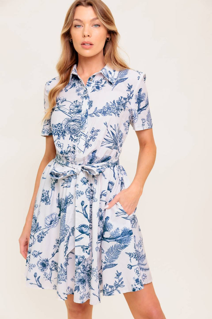 WILDFLOWER ROMANCE WOVEN MINI SHIRT DRESS