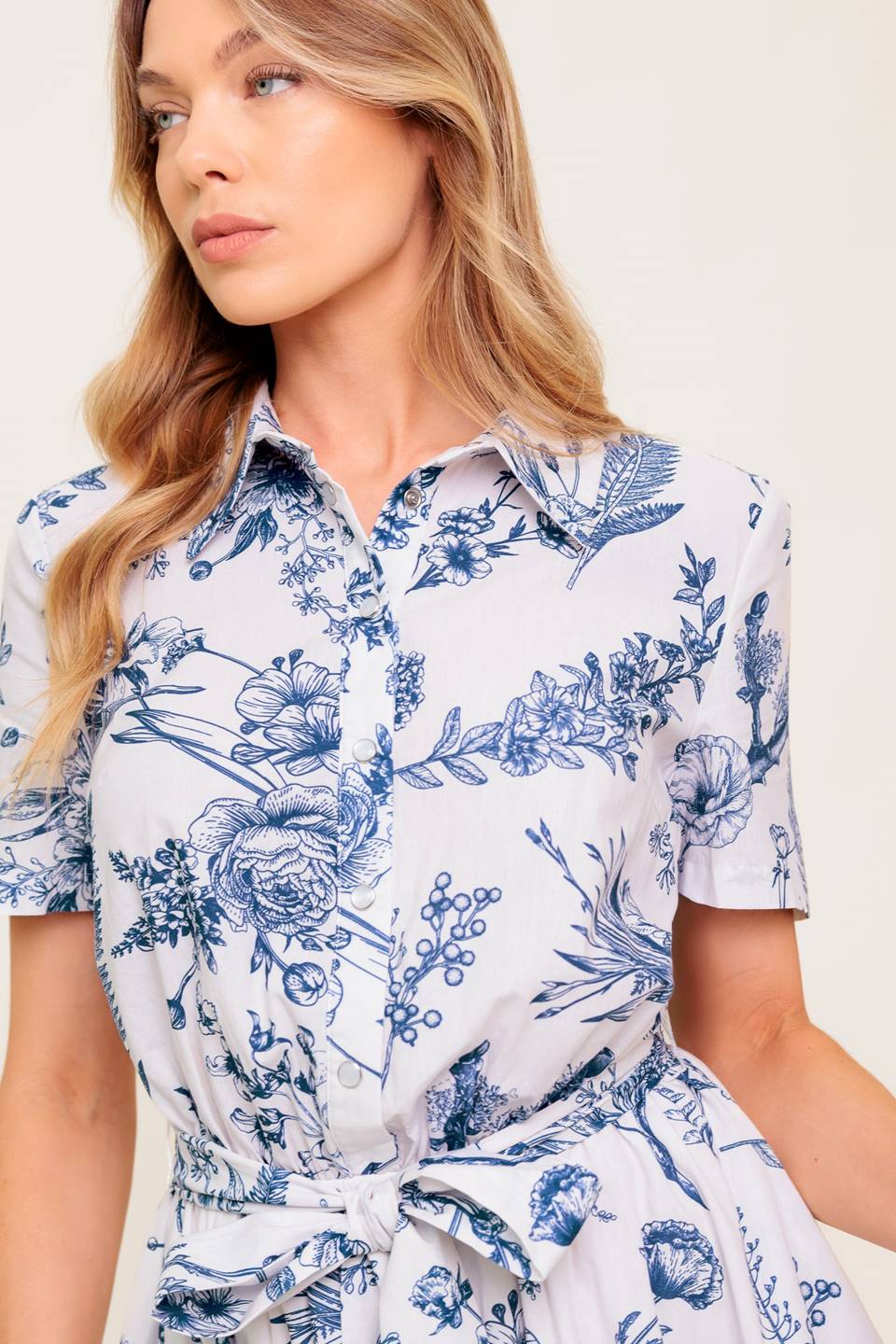 WILDFLOWER ROMANCE WOVEN MINI SHIRT DRESS