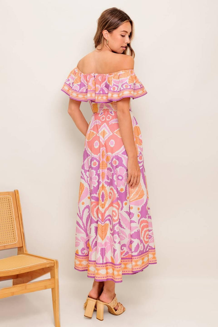 CABANA DREAM LAVENDER WOVEN MIDI DRESS