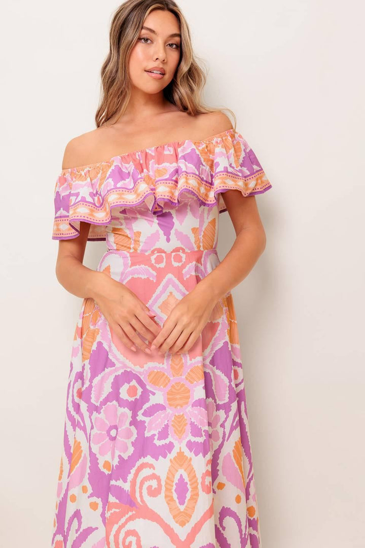 CABANA DREAM LAVENDER WOVEN MIDI DRESS